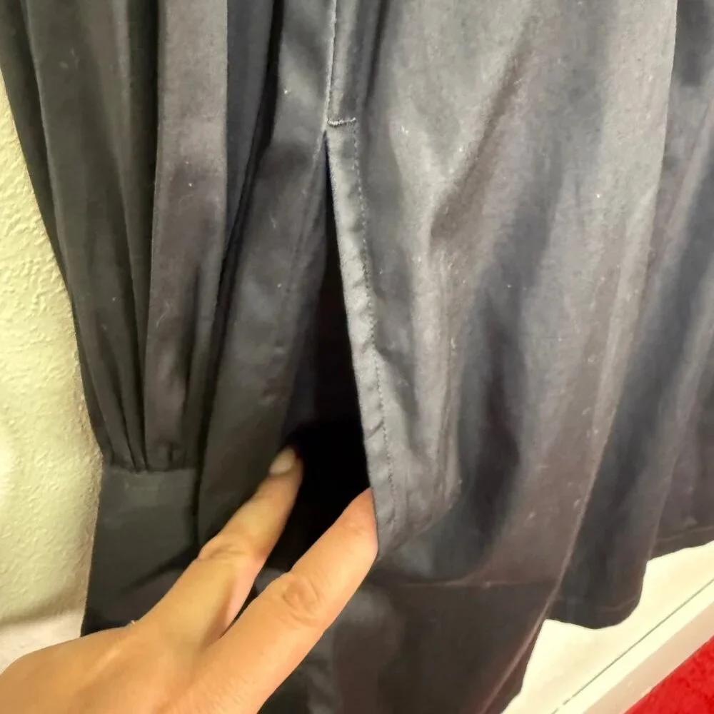 Madewell Dress 14 Black Seamed Long Sleeve Mini Poplin Shirtdress Pockets NV025 - Picture 5 of 13